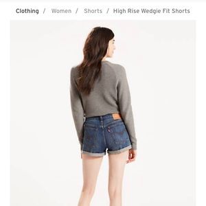 levi’s dark wash high rise wedgie fit short
